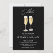 Elegantes Calligrafy Foto Champagne Verlobung (Vorderseite)