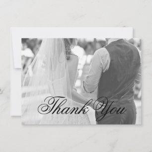 Elegantes Calligrafy Foto Formal Wedding Dankeskarte