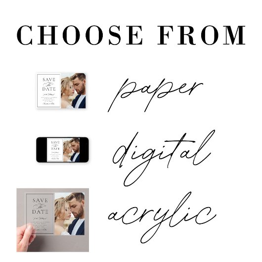 Elegantes Calligrafy Foto Formal Wedding Save The Date