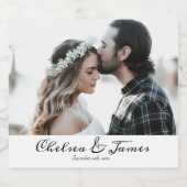 Elegantes Calligrafy Foto Hochzeit Bierflaschenetikett (Einzelnes Label)