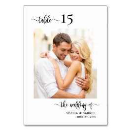 Elegantes Calligrafy Foto Hochzeit doppelseitig Tischnummer