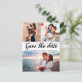 Elegantes Calligrafy Foto Hochzeit speichern das D Ankündigungspostkarte (Stehend Vorderseite)