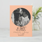 Elegantes Calligrafy Foto Hochzeit speichern das D Save The Date (Stehend Vorderseite)