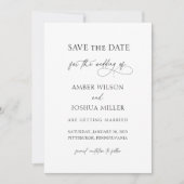 Elegantes Calligrafy Foto Hochzeit speichern Sie d Einladung (Vorderseite)