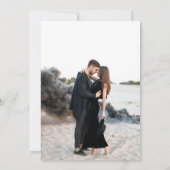 Elegantes Calligrafy Foto Hochzeit speichern Sie d Einladung (Rückseite)