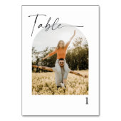 Elegantes Calligrafy Foto Hochzeiten Tischnummern (Vorderseite)