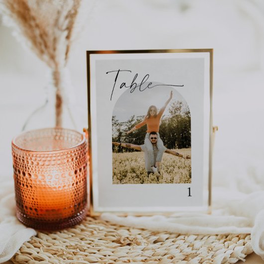 Elegantes Calligrafy Foto Hochzeiten Tischnummern
