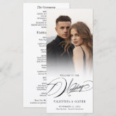 Elegantes Calligrafy Foto Hochzeitsprogramm (Vorne/Hinten)