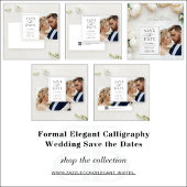 Elegantes Calligrafy Foto QR Code Hochzeit Save The Date