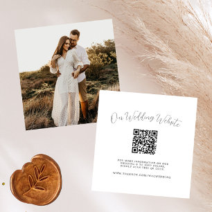 Elegantes Calligrafy Foto QR Code UAWG Wedding Begleitkarte