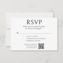 Elegantes Calligrafy Foto QR Code Wedding RSVP