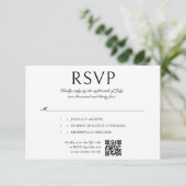 Elegantes Calligrafy Foto QR Code Wedding RSVP Karte (Stehend Vorderseite)