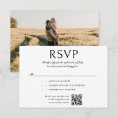 Elegantes Calligrafy Foto QR Code Wedding RSVP Karte (Vorne/Hinten)
