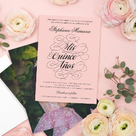Elegantes Calligrafy Foto Quinceañera Einladung