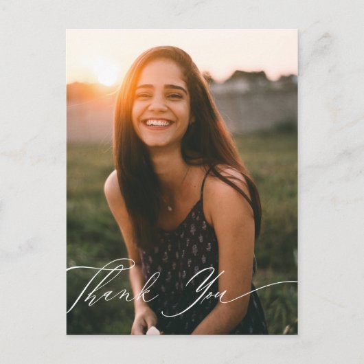 Elegantes Calligrafy Foto Vielen Dank Postkarte (Vorderseite)