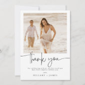 Elegantes Calligrafy Foto Wedding Danke Karte (Vorderseite)