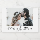 Elegantes Calligrafy Foto Wedding Mini Schaumweinetikett (Einzelnes Label)