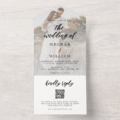 Elegantes Calligrafy Foto Wedding Qr Code All In One Einladung (Innen Boden)