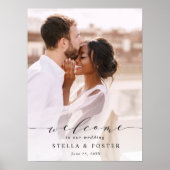 Elegantes Calligrafy Foto Wedding Welcome Sign Poster (Vorne)