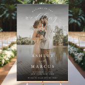 Elegantes Calligrafy Foto Wedding Willkommen Acrylschild