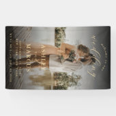 Elegantes Calligrafy Foto Wedding Willkommen Banner (Horizontal)