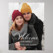 Elegantes Calligrafy Foto Wedding Willkommen Poster (Vorne)