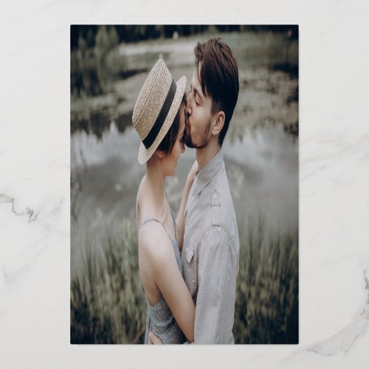 Elegantes Calligrafy Gold Foil Probe Abendessen Folieneinladung (Rückseite)