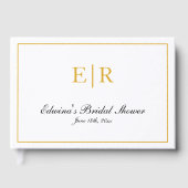 Elegantes Calligrafy Gold Monogram Brautparty Gästebuch (Vorderseite)