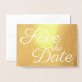 Elegantes Calligrafy Gold Save the Date Folienkarte (Vorderseite mit Umschlag)