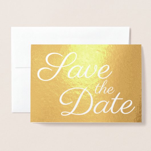 Elegantes Calligrafy Gold Save the Date Folienkarte (Vorderseite mit Umschlag)