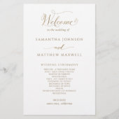 Elegantes Calligrafy Gold und White Wedding Progra (Vorderseite)
