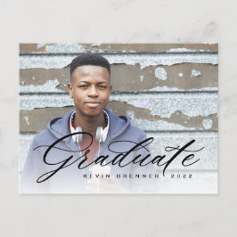 Elegantes Calligrafy Graduate Foto Party Einladungspostkarte