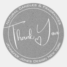 Elegantes Calligrafy Gray Paper Danke Labels
