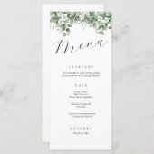 Elegantes Calligrafy Greenery Blumenmenü Menükarte (Vorne/Hinten)