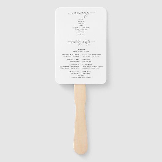 Elegantes Calligrafy-Hochzeitsprogramm Fächer (Rückseite)