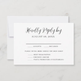 Elegantes Calligrafy Menü Auswahl RSVP Karte