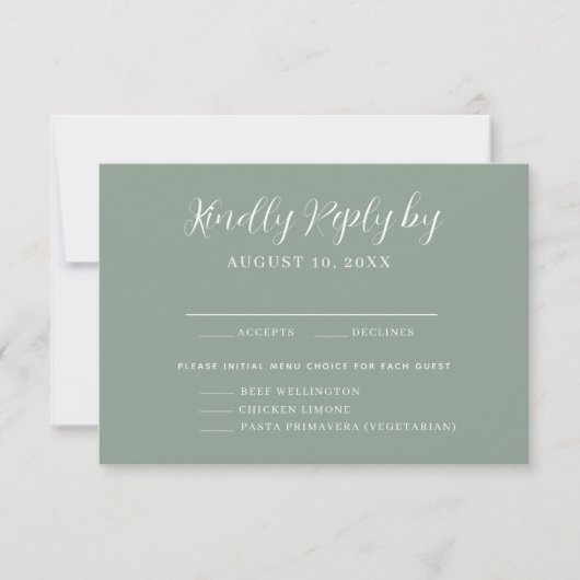 Elegantes Calligrafy Menü Auswahl RSVP Karte (Vorderseite)