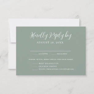 Elegantes Calligrafy Menü Auswahl RSVP Karte