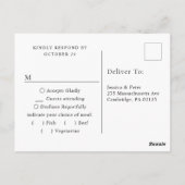 Elegantes Calligrafy Menü Wahl Hochzeitsfeier RSVP Postkarte (Rückseite)