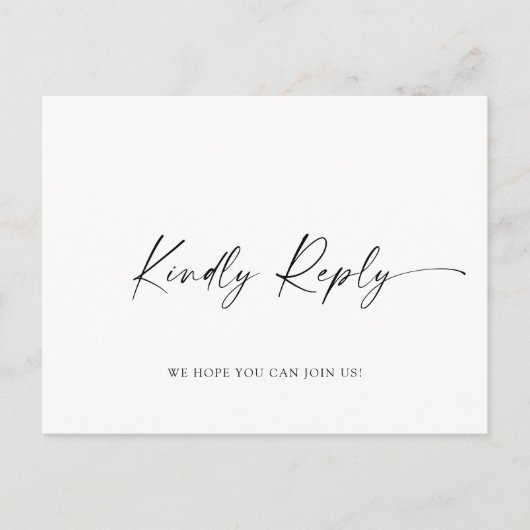 Elegantes Calligrafy Menü Wahl Hochzeitsfeier RSVP Postkarte (Vorderseite)