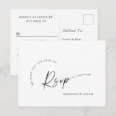 Elegantes Calligrafy Menü Wahl Hochzeitsfeier RSVP Postkarte (Vorne/Hinten)