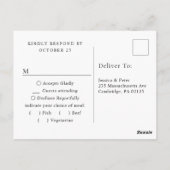 Elegantes Calligrafy Menü Wahl Hochzeitsfeier RSVP Postkarte (Rückseite)