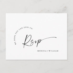 Elegantes Calligrafy Menü Wahl Hochzeitsfeier RSVP Postkarte