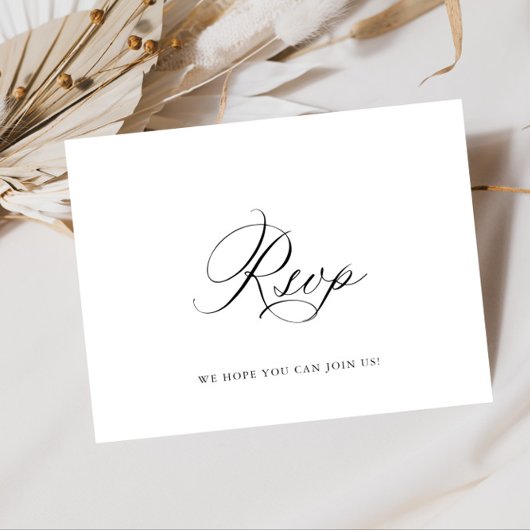Elegantes Calligrafy Menü Wahl Hochzeitsfeier RSVP Postkarte