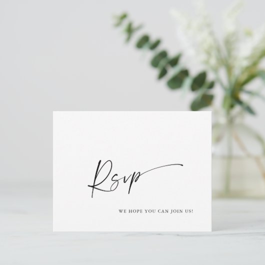 Elegantes Calligrafy Menü Wahl Hochzeitsfeier RSVP Postkarte (Stehend Vorderseite)