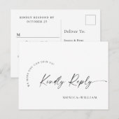 Elegantes Calligrafy Menü Wahl Hochzeitsfeier RSVP Postkarte (Vorne/Hinten)