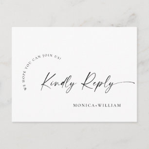 Elegantes Calligrafy Menü Wahl Hochzeitsfeier RSVP Postkarte