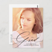 Elegantes Calligrafy Overlay Full Foto Abschluss Postkarte (Vorne/Hinten)