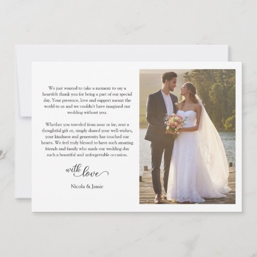 Elegantes Calligrafy Overlay Modernes 2 Wedding-Fo Dankeskarte (Rückseite)