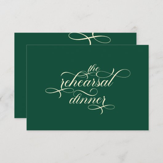 Elegantes Calligrafy Probe Dinner Aquamarin Hochze Begleitkarte (Vorne/Hinten)